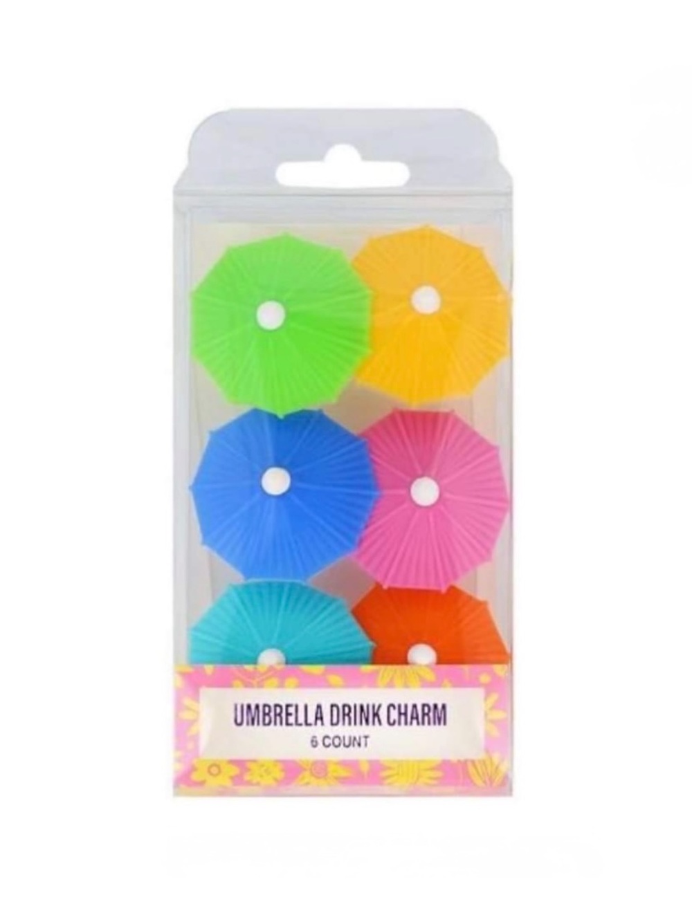 Festive Multi-Color Cocktail Umbrella Drink Charms - 6 Pack